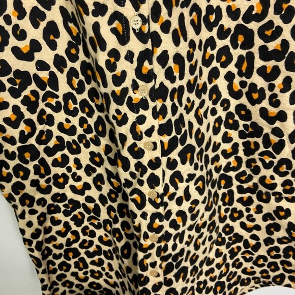 NEW Nordstrom Leopard Print Cotton Flannel Pajama Dress Nightshirt Size Medium - Picture 13 of 14